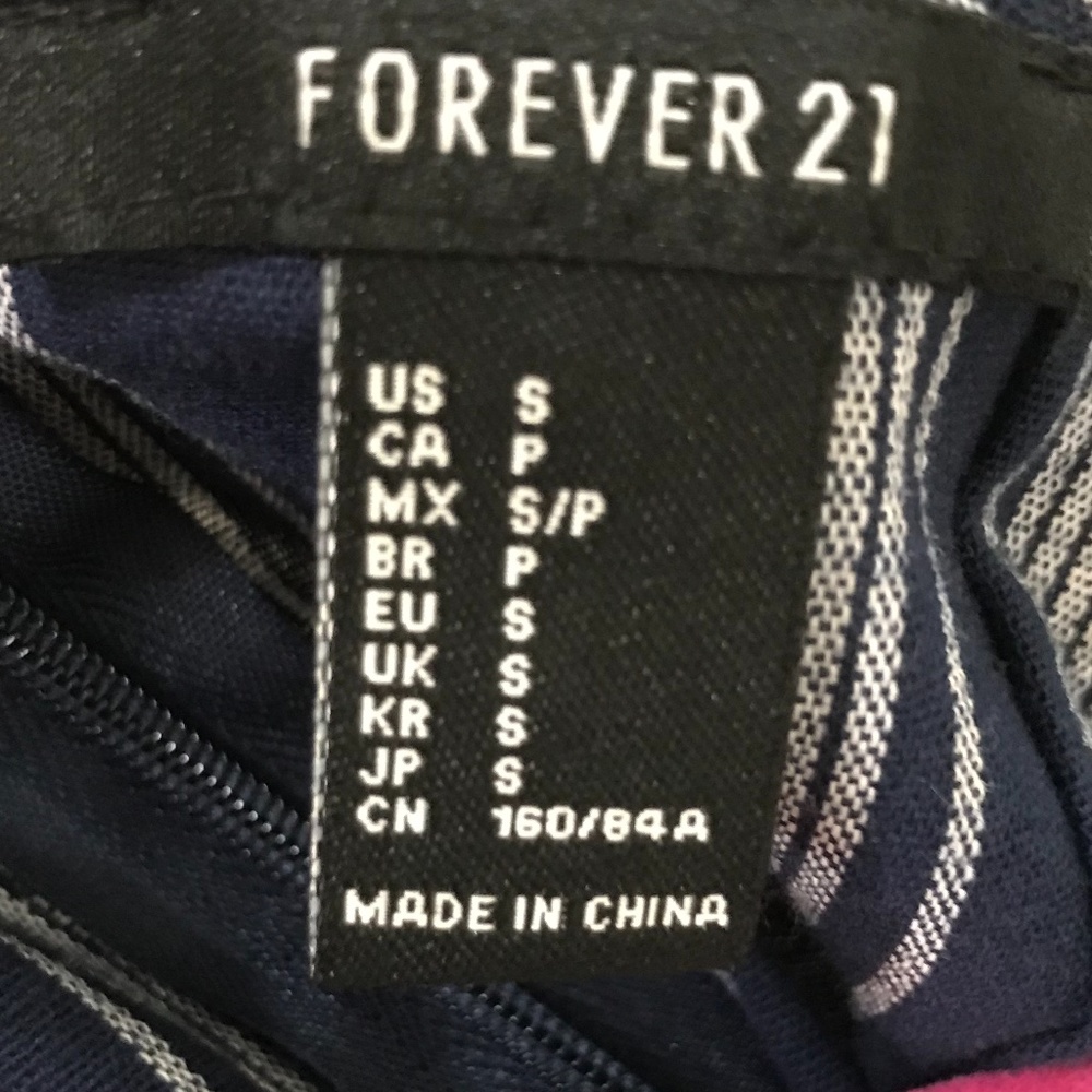 Forever 21 Navy blue and white Striped Mini Dress-S - Picture 3 of 3